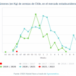 volúmenes en kg de cerezas de Chile en mercado Estadounidense